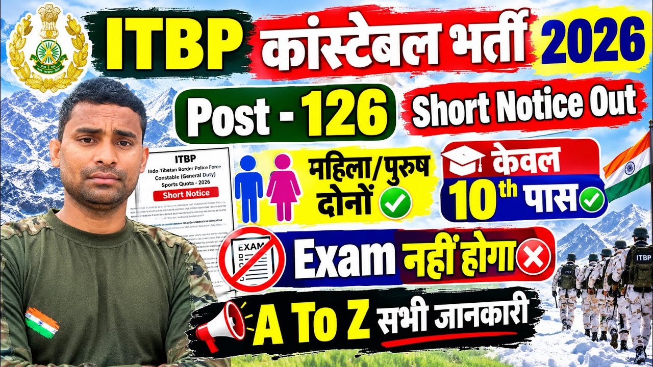 ITBP Sports Quota Recruitment 2026